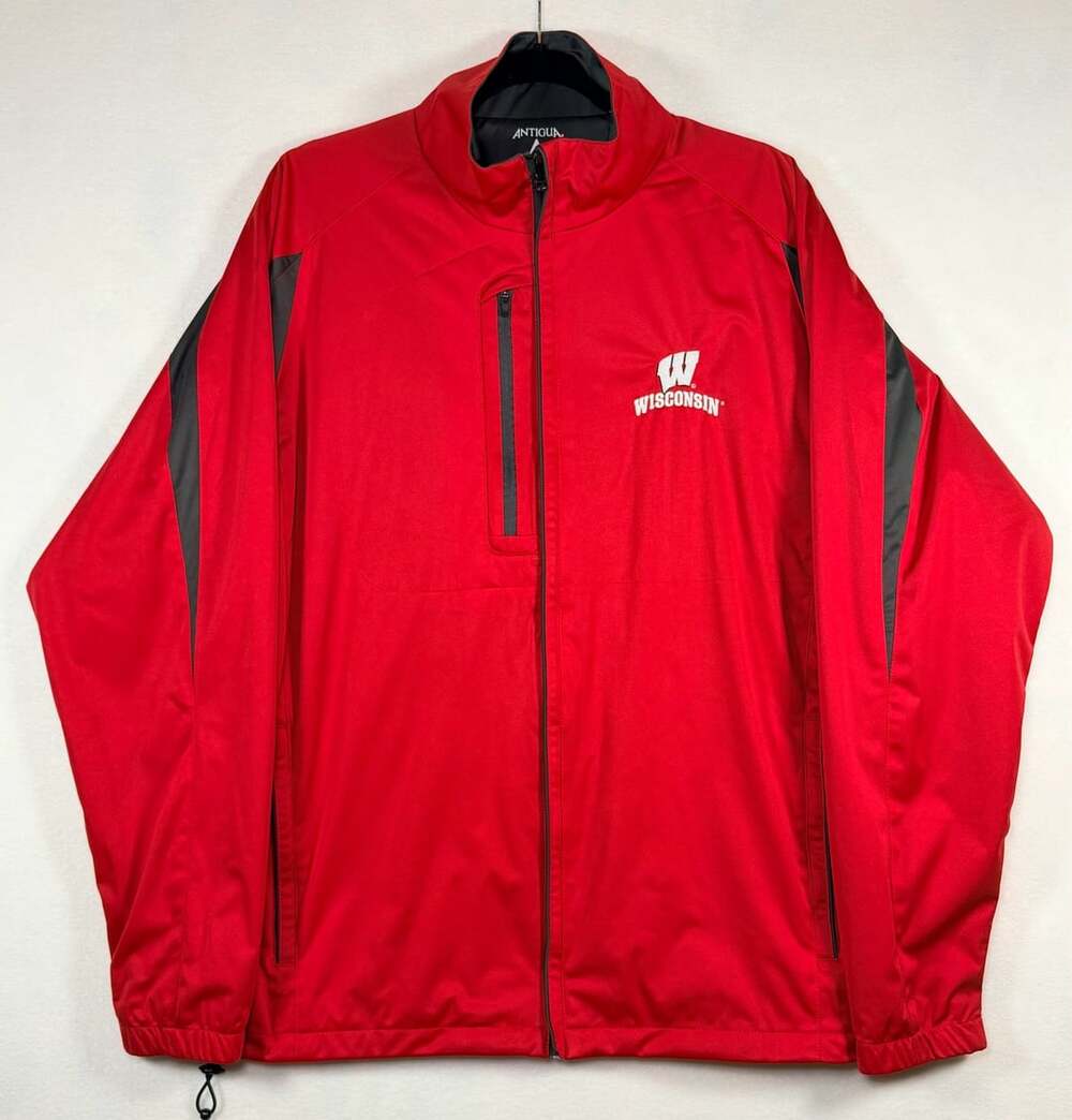 Antigua Wisconsin Badgers Full Zip Windbreaker Jacket Red Men’s Large